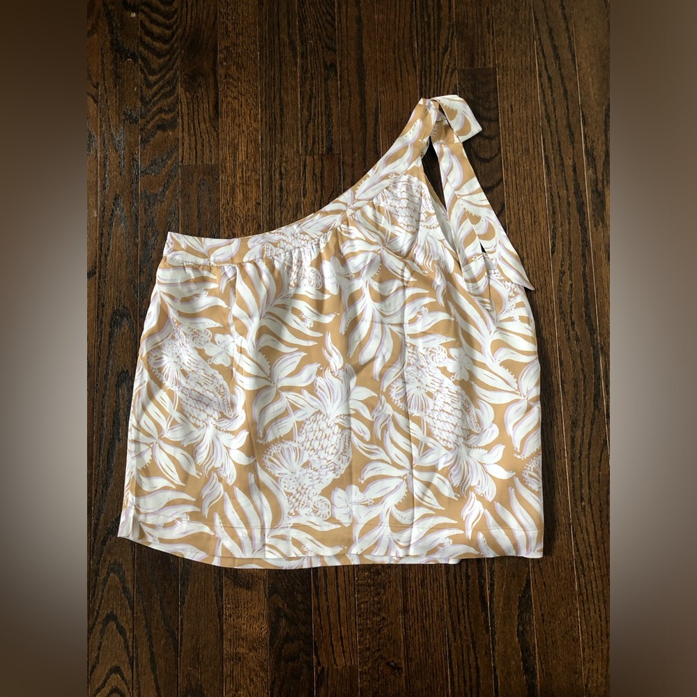 *NWT* Lilly Pulitzer Women’s 12 Bexler One-Shoulder Top Rattan Bon Vivants Top - Picture 13 of 13